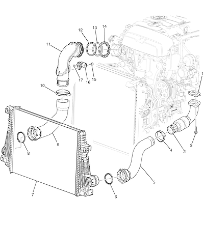 Imagem de Sistema intercooler do turbo alimentador 2.0X com tubos, mangueiras e sensores
