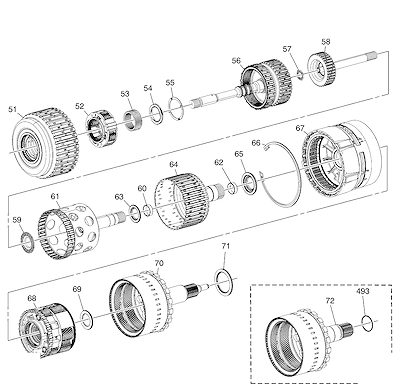 Imagem de Transmissão automática MM1 (2013–2024) 2L com componentes internos e embreagens