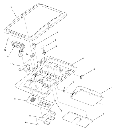 Imagem de Console do teto e teto solar (exceto abridor garagem UG1)