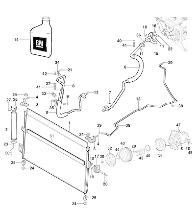 Imagem de Sistema de refrigeração do ar-condicionado (LY7, LFX) com compressor e condensador