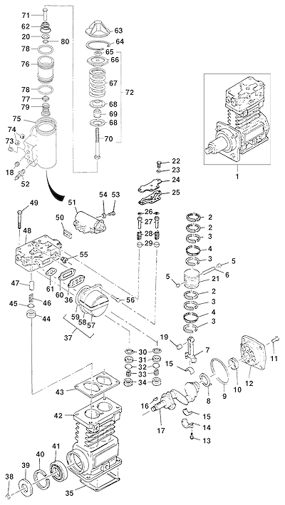 Imagem de Compressor de ar e peças do governador para sistema de controle e filtragem