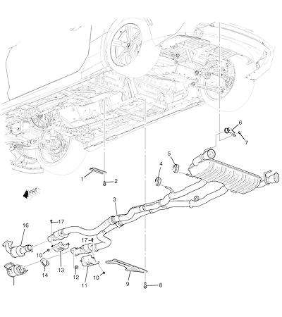 Imagem de Sistema de escapamento traseiro (2016–2020) LT1 6.2 manual MM6 AJ, AK