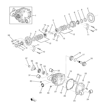 Imagem de Suporte e componentes do diferencial manual MM6, MV5, M10 e automático MYC