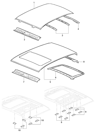 Imagem de Painel e travessas do teto para sedan e hatch com teto solar