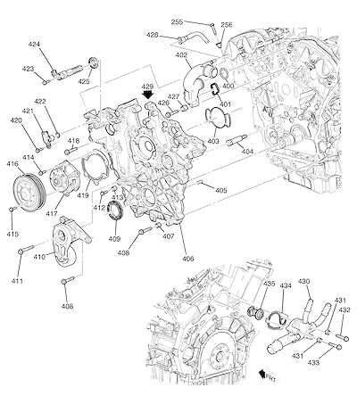 Imagem de Tampa dianteira, arrefecimento e componentes do motor 3.0L V6 (LFW)