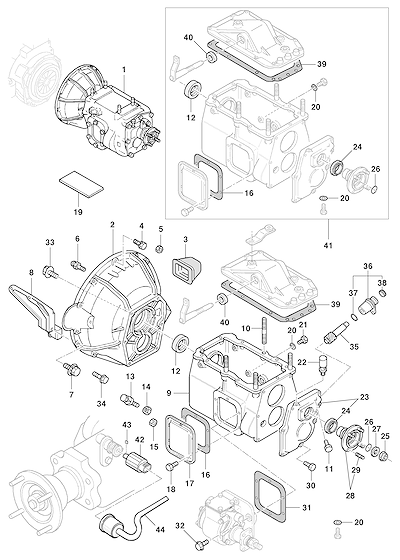 Imagem de Fixação e componentes externos da transmissão manual e acessórios relacionados