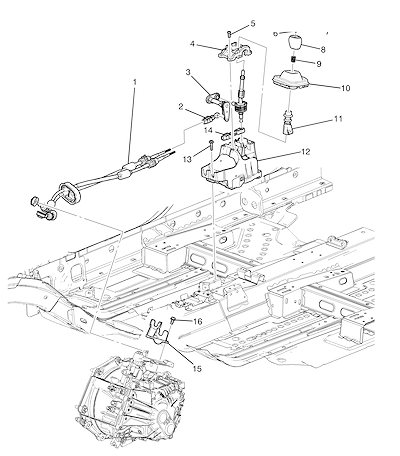 Imagem de Controles e componentes da transmissão manual (LE2, MM3)