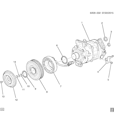 Imagem de Compressor e componentes do ar-condicionado (LT1/6,2-7)