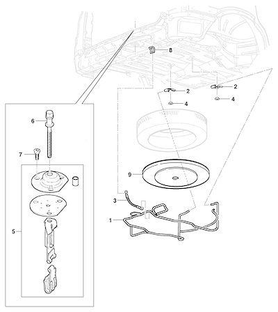 Imagem de Suporte e fixação da roda reserva para Zafira