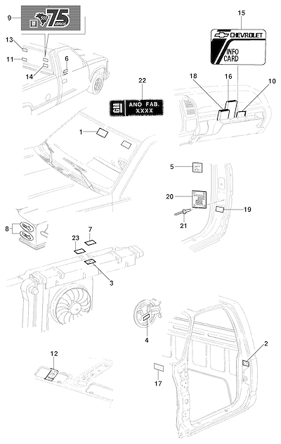 Imagem de Etiquetas e placas de identificação, advertência e instrução para veículos
