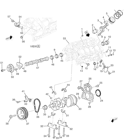 Imagem de Bloco do motor 6.2L V8 com peças do eixo de comando e vedação