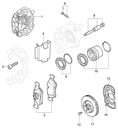 Imagem de Freio dianteiro com disco ventilado, pinça e pastilhas para sedan, hatch e pick-up