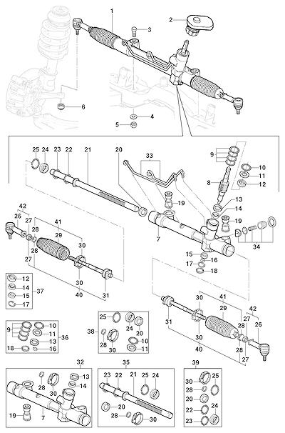 Imagem de Caixa de direção hidráulica e peças de reparo para sistema de direção assistida