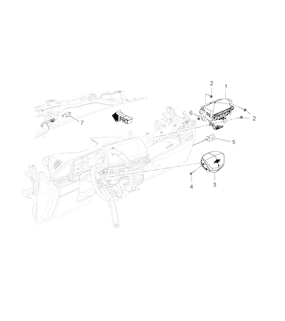 Imagem de Sistema airbag com componentes para volante e painel de instrumentos