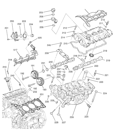 Imagem de Conjunto motor 2.4L L4 cabeçote e peças relacionadas (LFW)