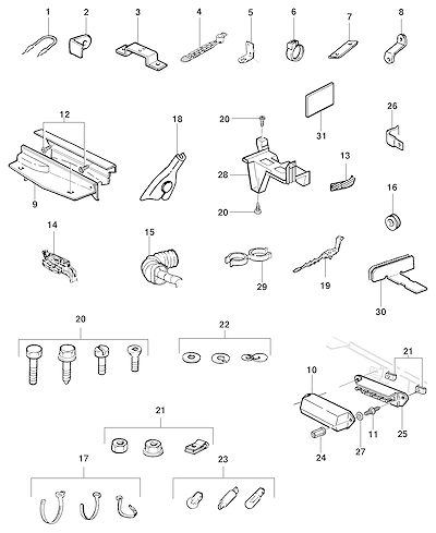 Imagem de Fixação e suporte dos chicotes e fiação elétrica do motor e carroceria
