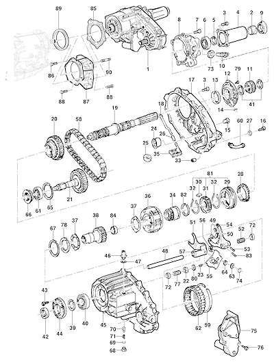 Imagem de Caixa de transferência e componentes para tração 4x4 com peças e vedadores diversos