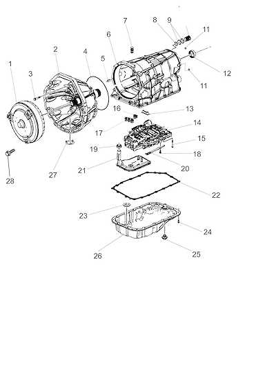 Imagem de Carcaça e peças da transmissão automática com conversor de torque e vedação