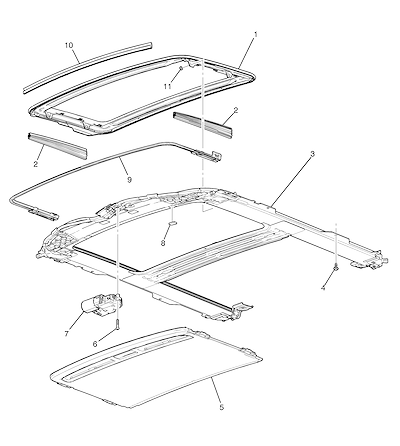 Imagem de Teto solar (2014–2016) com motor, defletor, vedação e acessórios completos