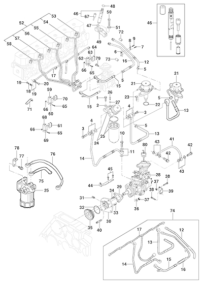 Imagem de Sistema de combustível para motor diesel LA5 MWM com bomba e injetores completos