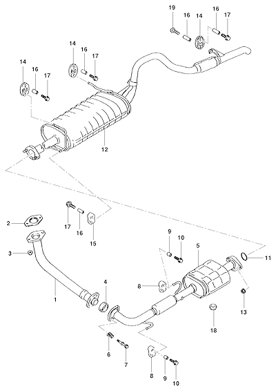 Imagem de Escapamento para motor diesel (2001) com tubos, coxins, juntas e acessórios