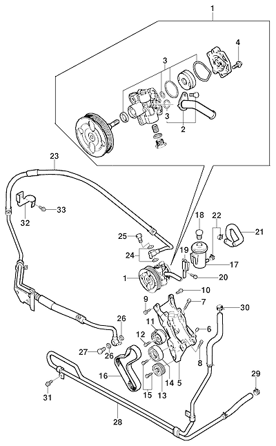 Imagem de Bomba e linha da direção hidráulica motor diesel (2002–2004)