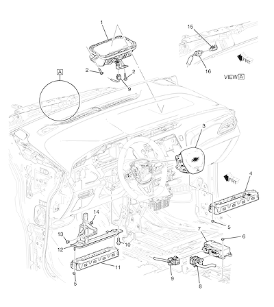 Imagem de Sistema airbag motorista e passageiro com módulos e sensores completos