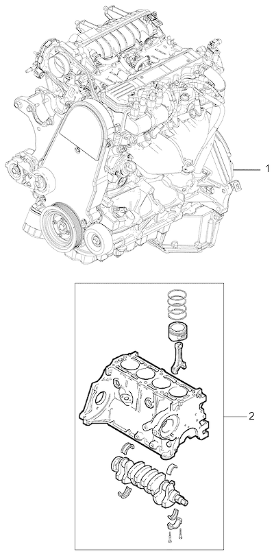 Imagem de Conjunto motor e motor parcial 2.4 L (146 CID)
