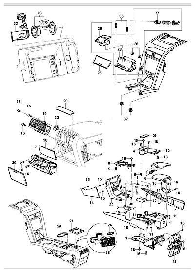 Imagem de Console e acessórios internos (ano modelo 2008)