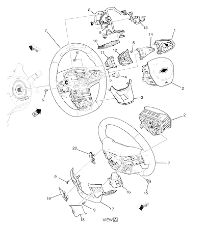 Imagem de Volante de direção em couro com airbag e controles para sistema mãos livres
