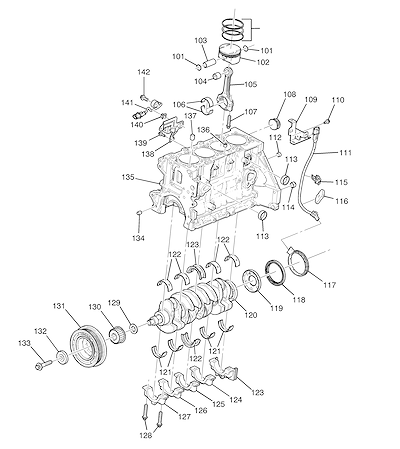 Imagem de Motor 1.8L L4 (2014) peças internas, bloco e árvore manivelas