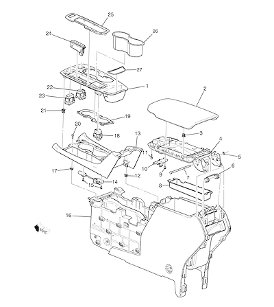 Imagem de Console e acessórios do assoalho dianteiro tração 4x4 (exceto detecção)