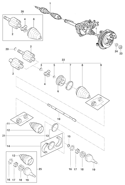Imagem de Semi-eixo dianteiro e componentes para tração 4x4