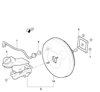 Imagem de Montagem do servomotor e cilindro mestre do freio (2012–2016)