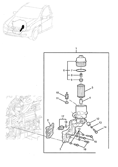 Imagem de Filtro de óleo motor e adaptadores com sensores e válvulas de pressão
