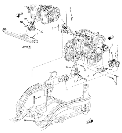 Imagem de Montagem do motor e transmissão automática com suportes e fixações básicas (1)