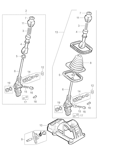 Imagem de Alavanca e componentes do câmbio de transmissão manual