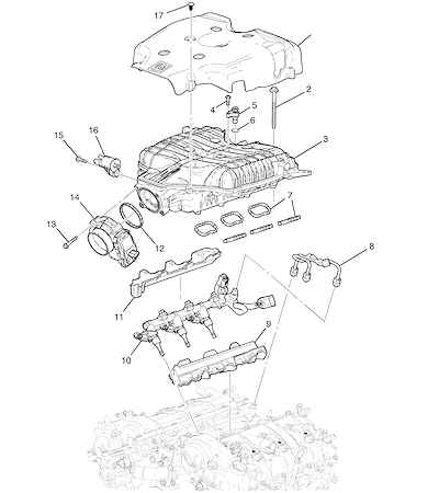 Imagem de Conjunto motor 3.6L L6 com coletores, corpo acelerador e sensores de pressão