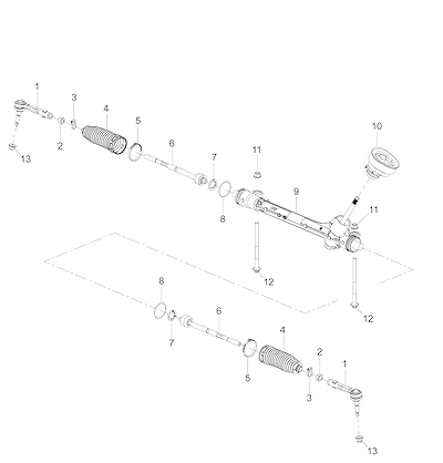 Imagem de Conjunto de caixa de direção com hastes, articulações e vedação completa
