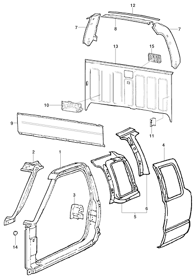 Imagem de Cabine e agregados para pick-up cabine estendida com painéis e suportes internos e externos