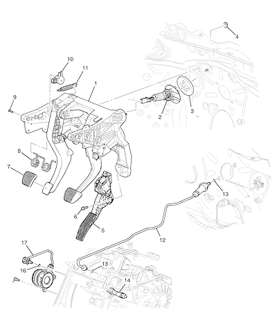 Imagem de Pedal e cilindros da embreagem e acelerador (transmissão manual)