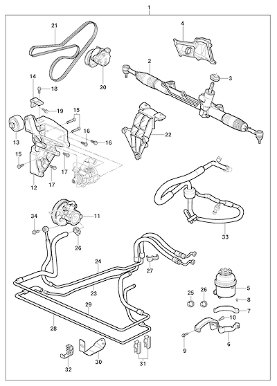 Imagem de Acessórios para direção hidráulica e fixação dos tubos de pressão