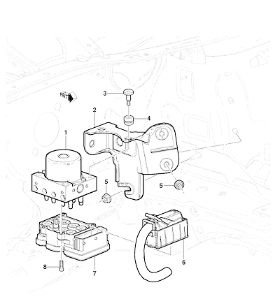 Imagem de Módulo eletrônico e válvula moduladora do sistema de freio e tração