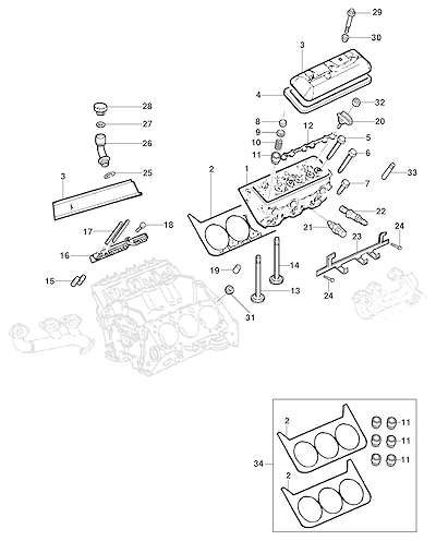 Imagem de Cabeçote do motor L35/LG3/LW9 com válvulas, sensores e juntas essenciais
