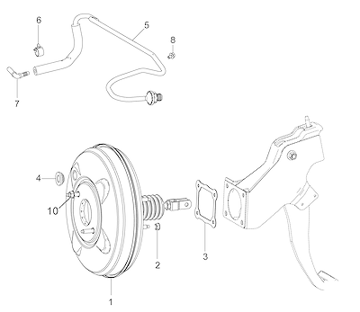 Imagem de Servomotor do freio e componentes do sistema de vácuo