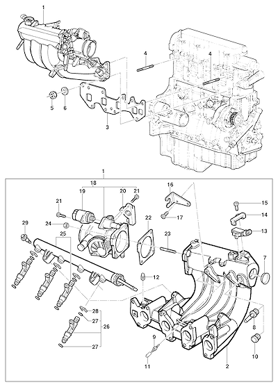Imagem de Coletor de admissão e sistema de injeção para motores 1.0 a 1.8 gasolina e álcool