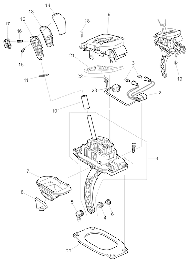 Imagem de Controle do seletor e componentes da transmissão automática (MYB)