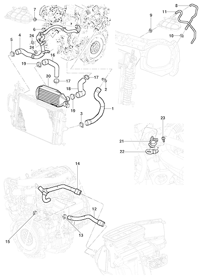 Imagem de Sistema de arrefecimento do motor diesel para Meriva com mangueiras e braçadeiras