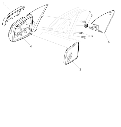 Imagem de Espelho e retrovisor externo lateral com alojamento e moldura (Ônix)