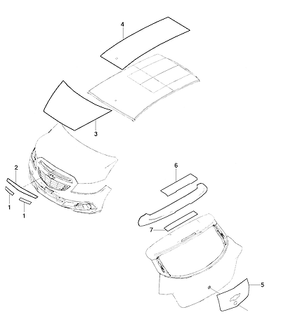 Imagem de Pacote decalque lateral carroceria e para-brisa (2013–2019) JE48